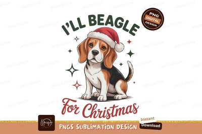 Beagle wearing Santa hat with Christmas text image Sublimation Designangry 