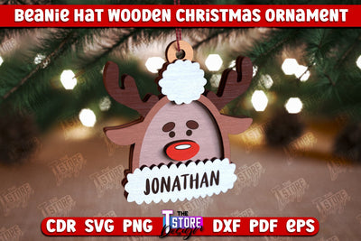 Beanie Hat Wooden Christmas Ornament | Personalized Christmas Tree Toy | CNC File SVG The T Store Design 