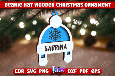 Beanie Hat Wooden Christmas Ornament | Personalized Christmas Tree Toy | CNC File SVG The T Store Design 