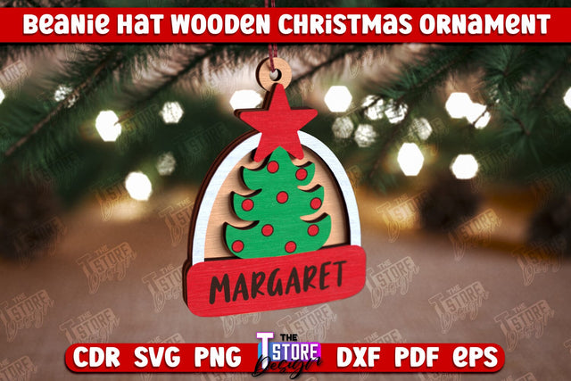 Beanie Hat Wooden Christmas Ornament | Personalized Christmas Tree Toy | CNC File SVG The T Store Design 