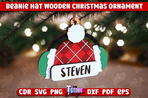 Beanie Hat Wooden Christmas Ornaments Bundle | Personalized Christmas Tree Toy | CNC File SVG The T Store Design 