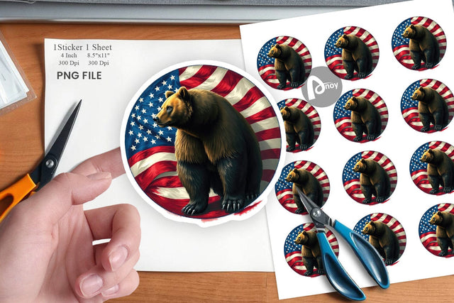 Bear 4th of July Sticker Sublimation artnoy 