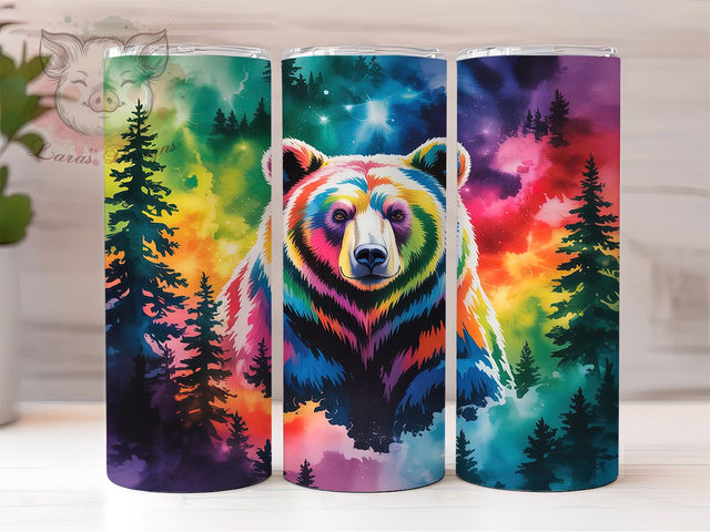 Bear Alcohol Ink Tumbler, Wildlife Ink Wrap, Animal Sublimation Design, 20oz Bear Tumbler, Colorful Ink Art, Nature Bear Mug, Whimsical Animal Cup Sublimation Lara' s Designs 