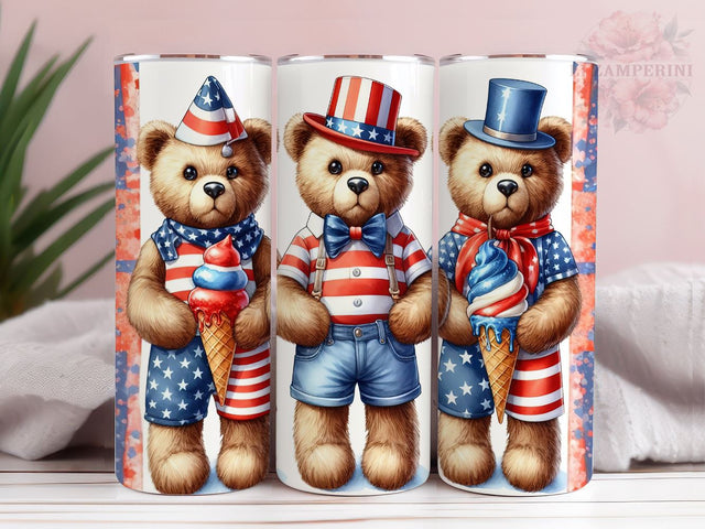 Bear American Flag 20oz Tumbler Wrap PNG, Teddy Bear Tumber Png, Straight & Tapered Tumbler Wrap, Instant Digital Download Sublimation Li Zamperini 