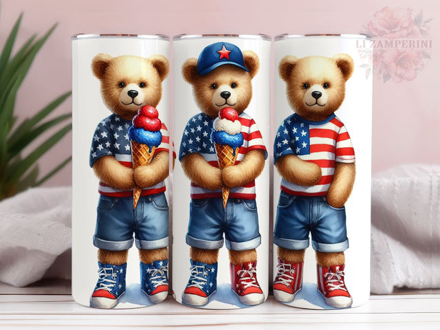 Bear American Flag 20oz Tumbler Wrap PNG, Teddy Bear Tumber Png, Straight & Tapered Tumbler Wrap, Instant Digital Download Sublimation Li Zamperini 