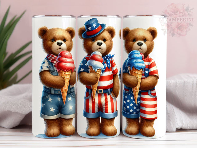 Bear American Flag 20oz Tumbler Wrap PNG, Teddy Bear Tumber Png, Straight & Tapered Tumbler Wrap, Instant Digital Download Sublimation Li Zamperini 