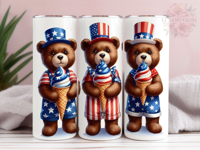 Bear American Flag 20oz Tumbler Wrap PNG, Teddy Bear Tumber Png, Straight & Tapered Tumbler Wrap, Instant Digital Download Sublimation Li Zamperini 