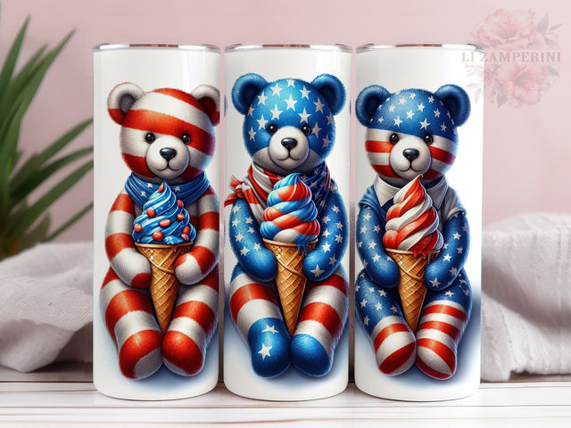 Bear American Flag 20oz Tumbler Wrap PNG, Teddy Bear Tumber Png, Straight & Tapered Tumbler Wrap, Instant Digital Download Sublimation Li Zamperini 