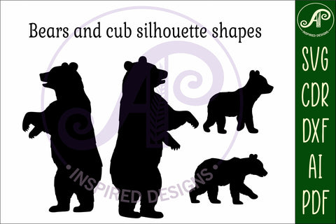 Bear and cub Silhouette laser cut wall art SVG APInspireddesigns 