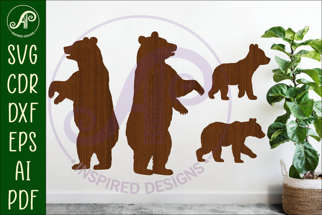 Bear and cub Silhouette laser cut wall art SVG APInspireddesigns 