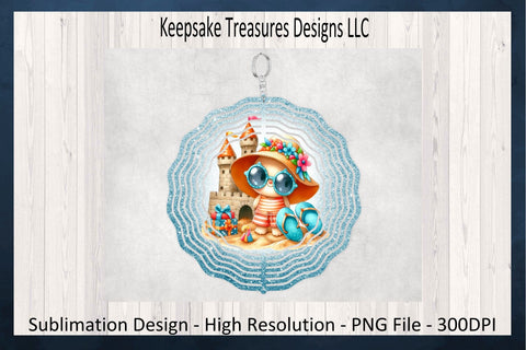 Bear At The Beach, Summer Wind Spinner, Sublimation PNG, Digital Download Sublimation Keepsake Treasures Designs LLC. 