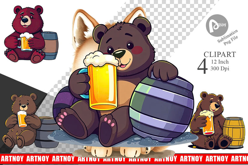 Bear Beer Day Clipart Sublimation artnoy 