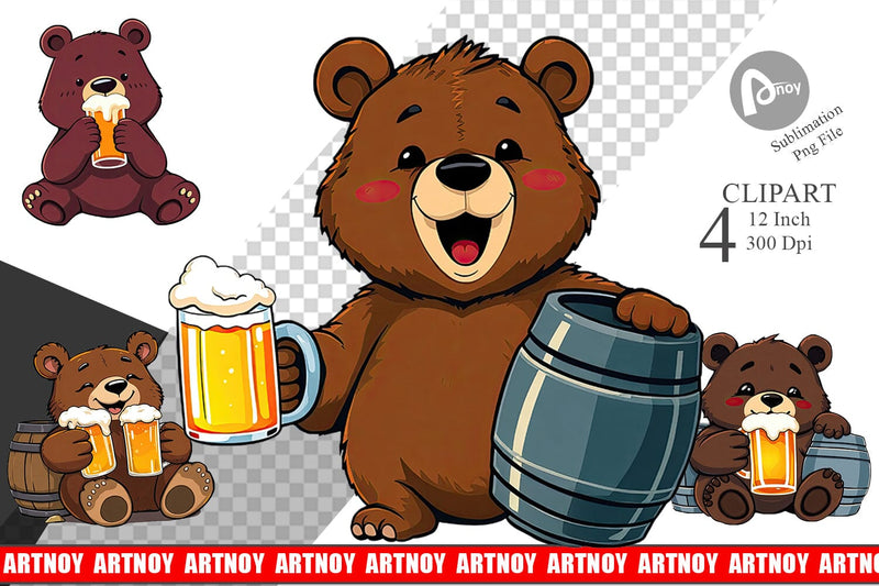 Bear Beer Day Clipart Sublimation artnoy 