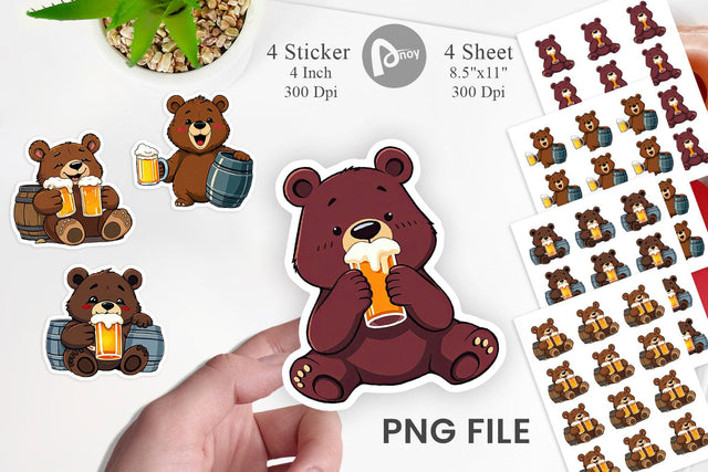 Bear Beer Day Sticker Sublimation artnoy 