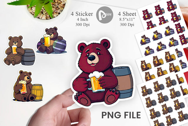 Bear Beer Day Sticker Sublimation artnoy 