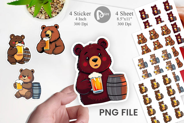 Bear Beer Day Sticker Sublimation artnoy 