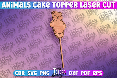 Bear Cake Topper Laser Cut SVG Design | Laser Cut Design SVG The T Store Design 