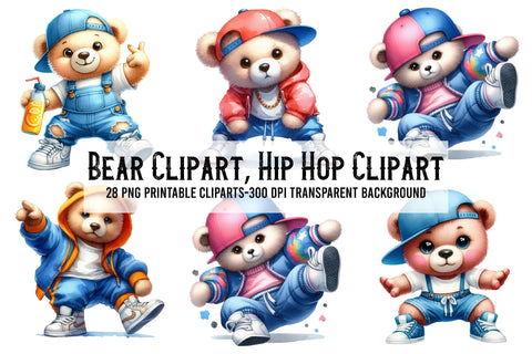 Bear Clipart, Hip Hop Clipart, Dancer Sublimation Rupkotha 