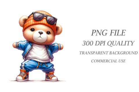 Bear Clipart, Hip Hop Clipart, Dancer Sublimation Rupkotha 