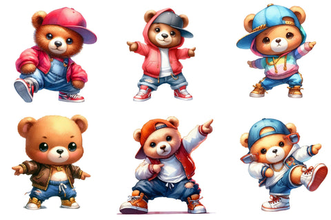 Bear Clipart, Hip Hop Clipart, Dancer Sublimation Rupkotha 