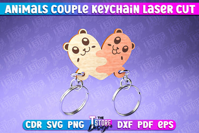 Bear Couple Keychain | Laser Cut SVG Design | CNC Files SVG The T Store Design 