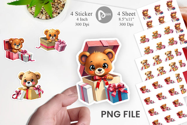Bear Cub Sticker Gift Sublimation artnoy 