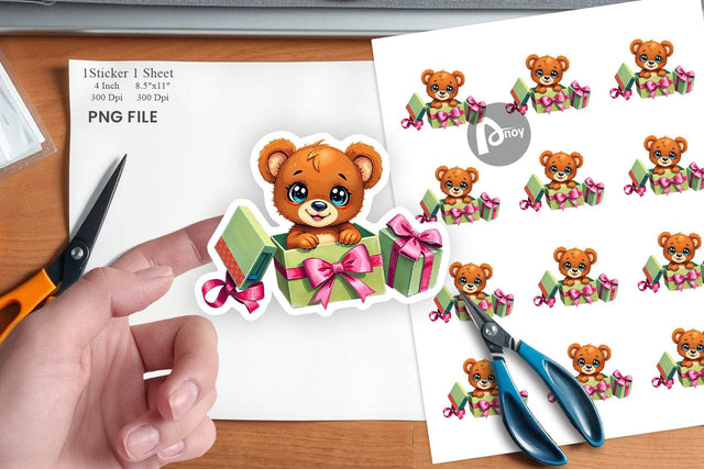 Bear Cub Sticker Gift Sublimation artnoy 
