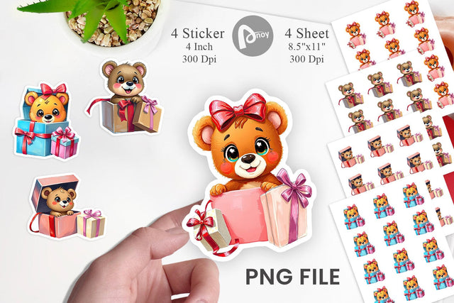 Bear Cub Sticker Gift Sublimation artnoy 