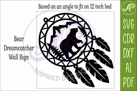 Bear Dreamcatcher Laser Cut File, Wild Animal Wall Art SVG SVG APInspireddesigns 