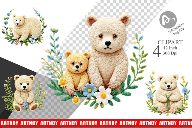 Bear Embroidery Clipart Sublimation artnoy 