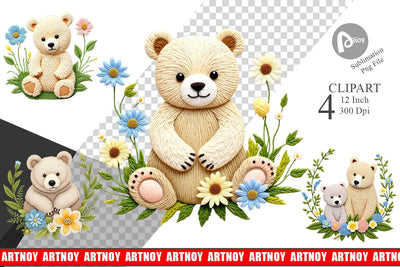 Bear Embroidery Clipart Sublimation artnoy 