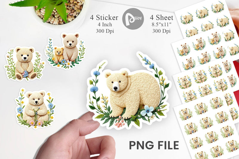 Bear Embroidery Sticker Sublimation artnoy 