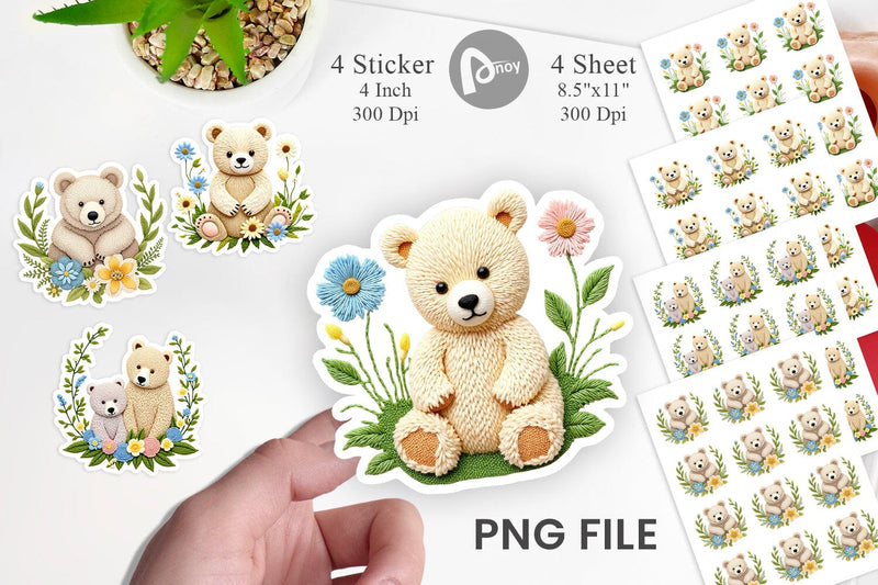 Bear Embroidery Sticker Sublimation artnoy 