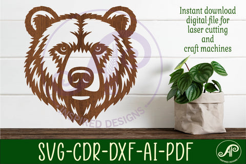 Bear face wall art sign, SVG file. vector SVG APInspireddesigns 