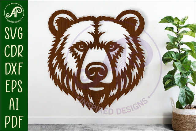 Bear face wall art sign, SVG file. vector SVG APInspireddesigns 