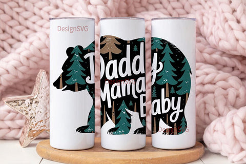 Bear Family 20oz Tumbler Wrap Sublimation DesignSVG 