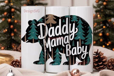 Bear Family 20oz Tumbler Wrap Sublimation DesignSVG 