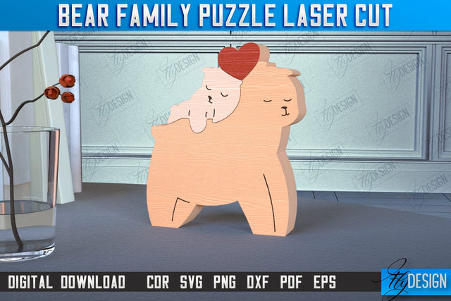 Bear Family Puzzle | Bear Puzzle Template | Eco-Friendly Gift | Home Décor | CNC File SVG Fly Design 