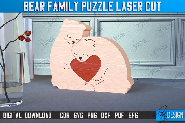 Bear Family Puzzle | Bear Puzzle Template | Eco-Friendly Gift | Home Décor | CNC File SVG Fly Design 