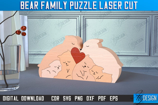 Bear Family Puzzle | Bear Puzzle Template | Eco-Friendly Gift | Home Décor | CNC File SVG Fly Design 