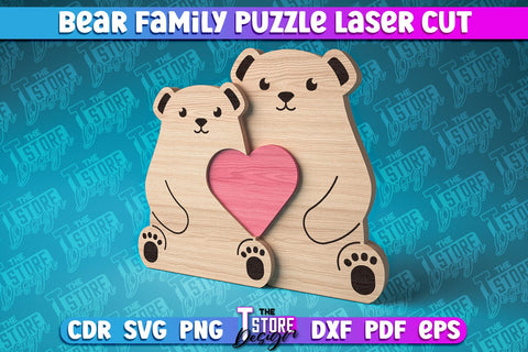 Bear Family Puzzle Laser Cut | Puzzle Laser Cut Design | CNC Files SVG The T Store Design 