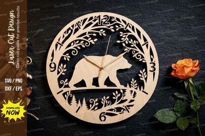 Bear Forest Circle Laser Cut SVG Regulrcrative 