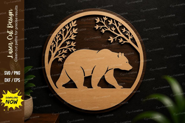 Bear Forest Ornament Laser Cut SVG Design SVG Regulrcrative 