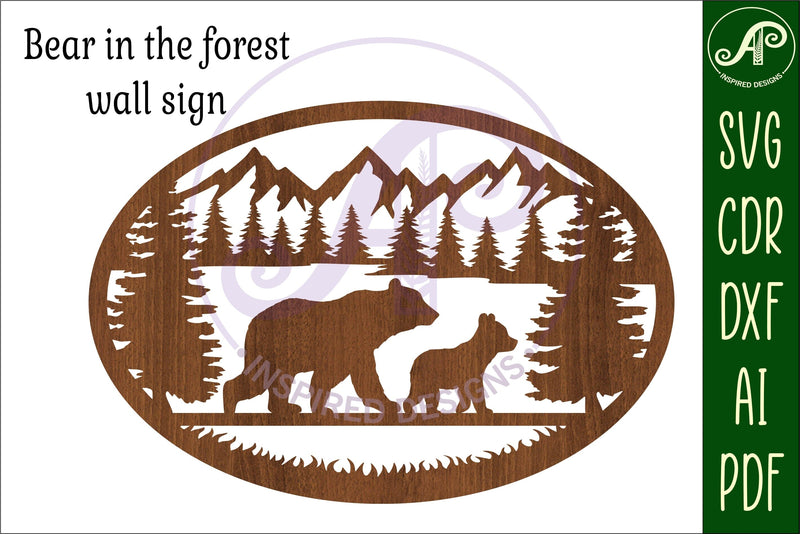 Forest Sign Dxf File Bear forest wall art sign, SVG file. vector file - So Fontsy