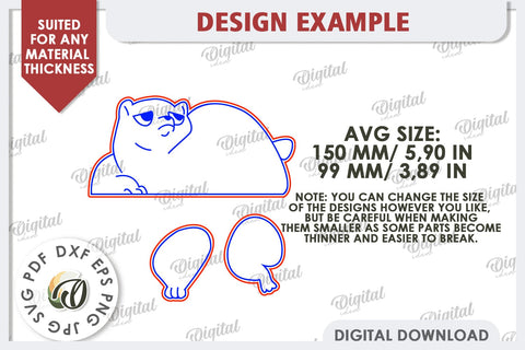 Bear Funny Decor Laser Cut. Cute Animal. Shelf Sitter SVG SVG Evgenyia Guschina 
