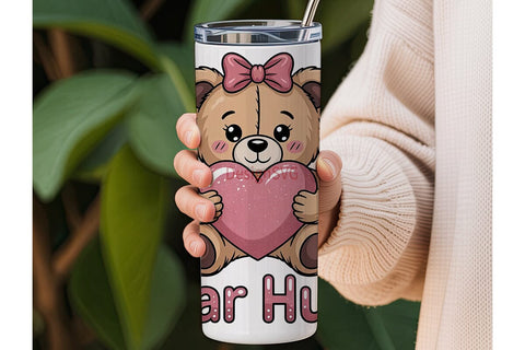 Bear Hugs Valentine's 20oz Tumbler Sublimation DesignSVG 