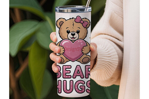Bear Hugs Valentine's 20oz Tumbler Sublimation DesignSVG 