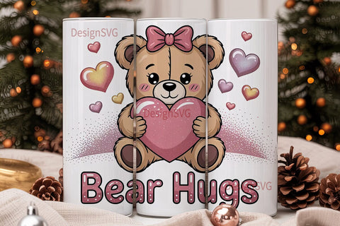 Bear Hugs Valentine's 20oz Tumbler Sublimation DesignSVG 