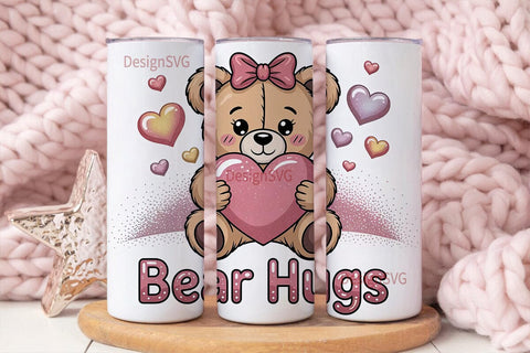 Bear Hugs Valentine's 20oz Tumbler Sublimation DesignSVG 