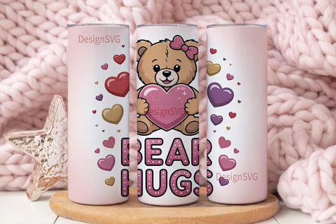 Bear Hugs Valentine's 20oz Tumbler Sublimation DesignSVG 